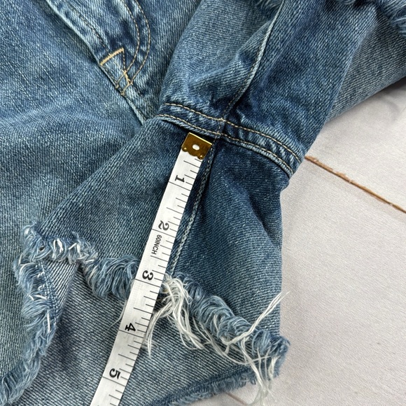 7 For All Mankind Cut Off Side Slit Frayed Hem Button Fly Denim Shorts Size 28 - Picture 13 of 13